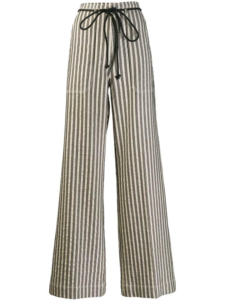 Ann Demeulemeester Striped Wide Leg Trousers - Neutrals