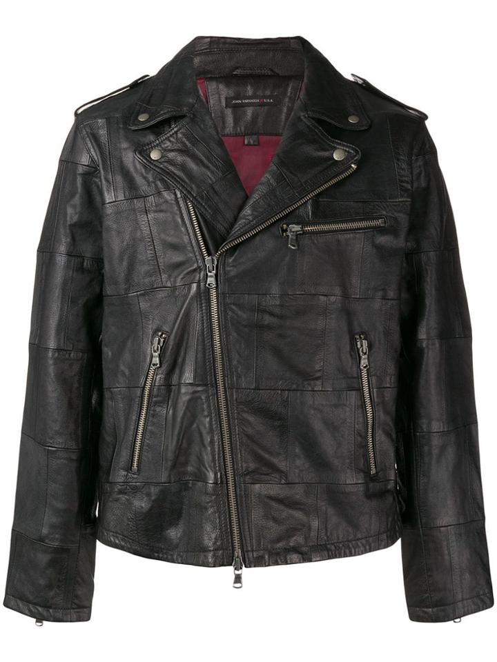 John Varvatos Leather Biker Jacket - Black