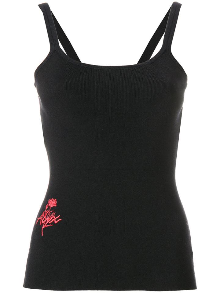 Alyx Logo Embroidered Sheer Panel Top - Black