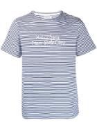 Saturdays Nyc Logo Embroidered Striped T-shirt - White