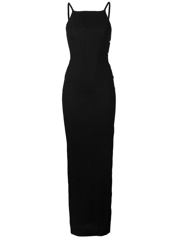 Balmain Knit Side Slit Dress - Black