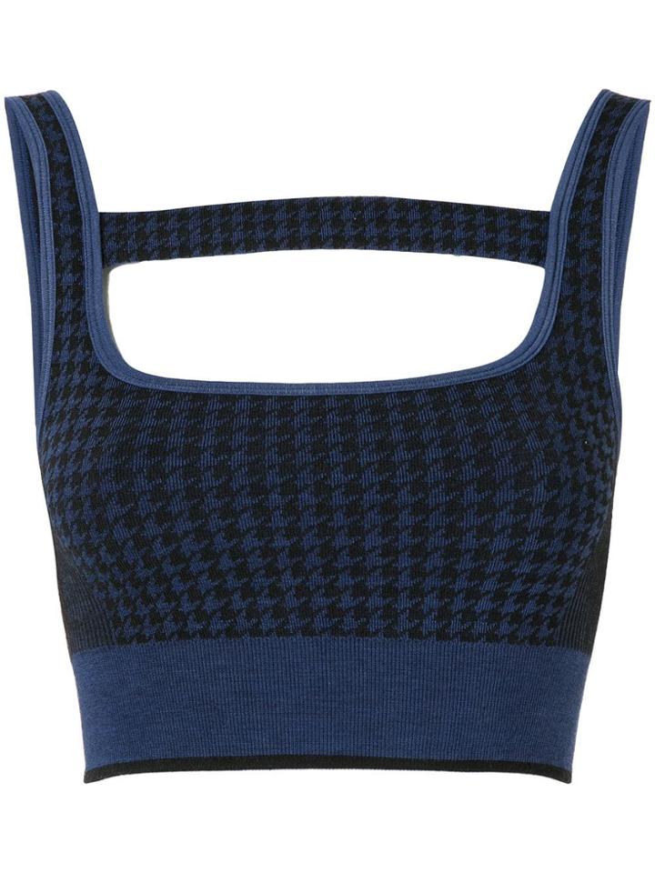 Nagnata Houndstooth T-bar Crop Sports Top - Blue