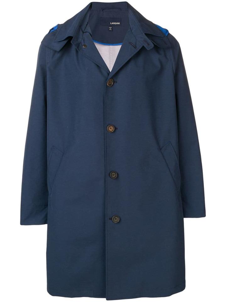 Lardini Hooded Trench Coat - Blue