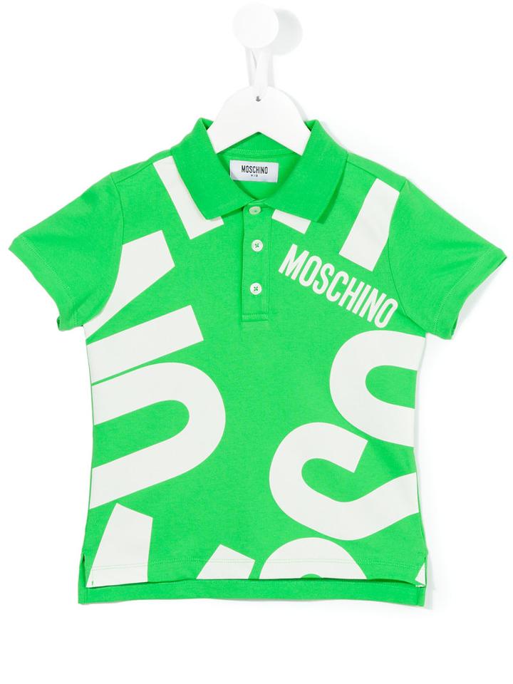 Moschino Kids Logo Print Polo Shirt, Boy's, Size: 12 Yrs, Green