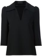 Co Flared Collar Shirt, Women's, Size: Medium, Black, Acetate/polyester
