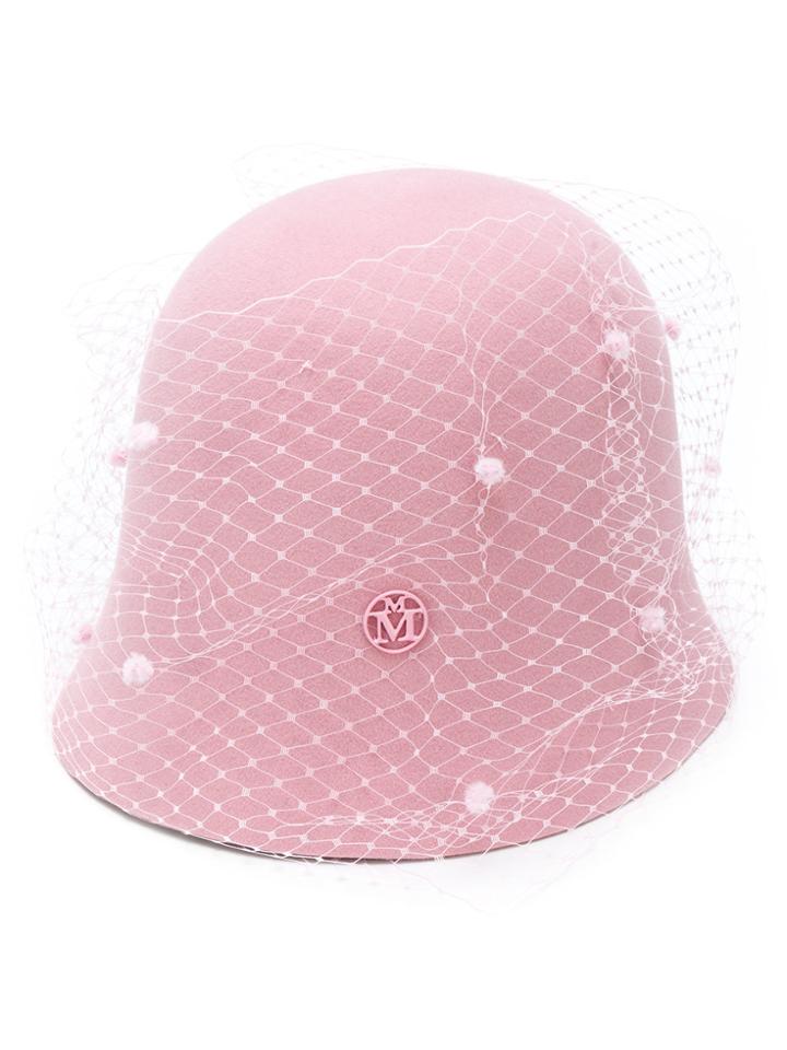 Maison Michel Veil Detailed Cloche Hat - Pink & Purple