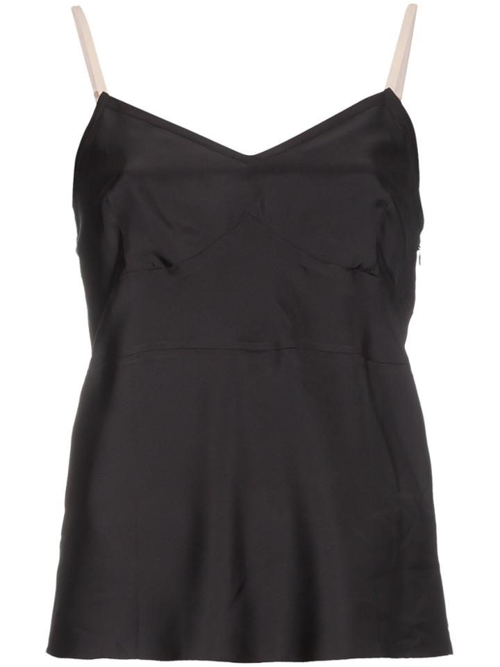Helmut Lang Silk Contrast Strap Top - Black