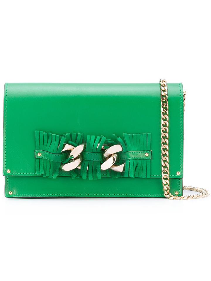 Casadei - Fringed Shoulder Bag - Women - Chamois Leather/nappa Leather/kid Leather - One Size, Green, Chamois Leather/nappa Leather/kid Leather