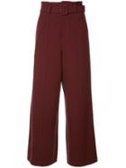 G.v.g.v. Cady Belted Wide Leg Trousers - Red