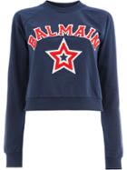 Balmain Flocked Varsity Sweatshirt - Blue