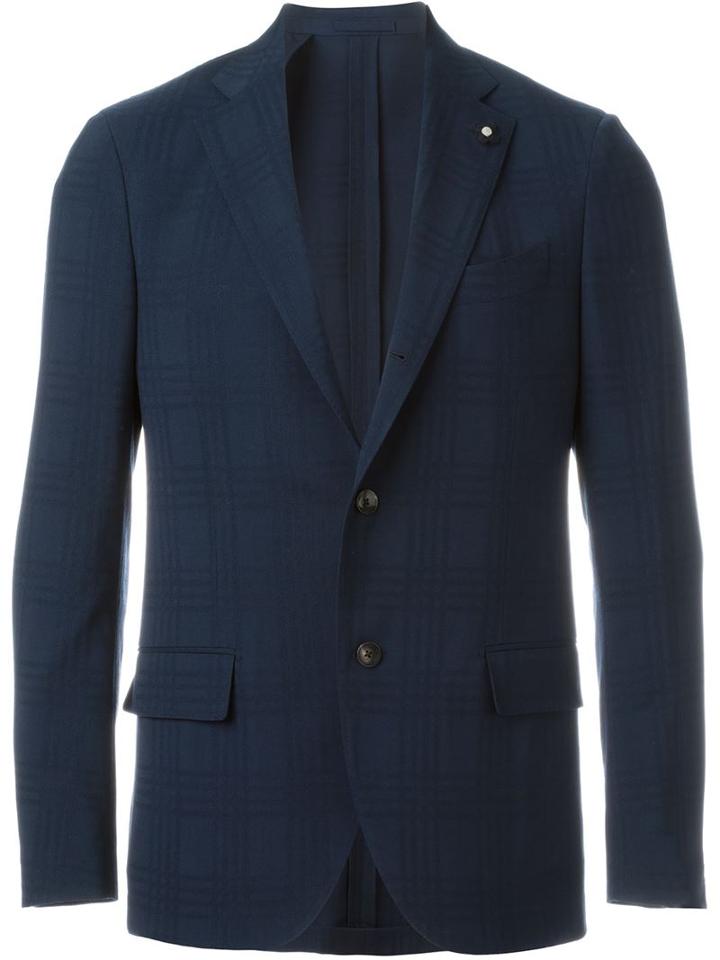 Lardini Plaid Effect Single Breasted Blazer