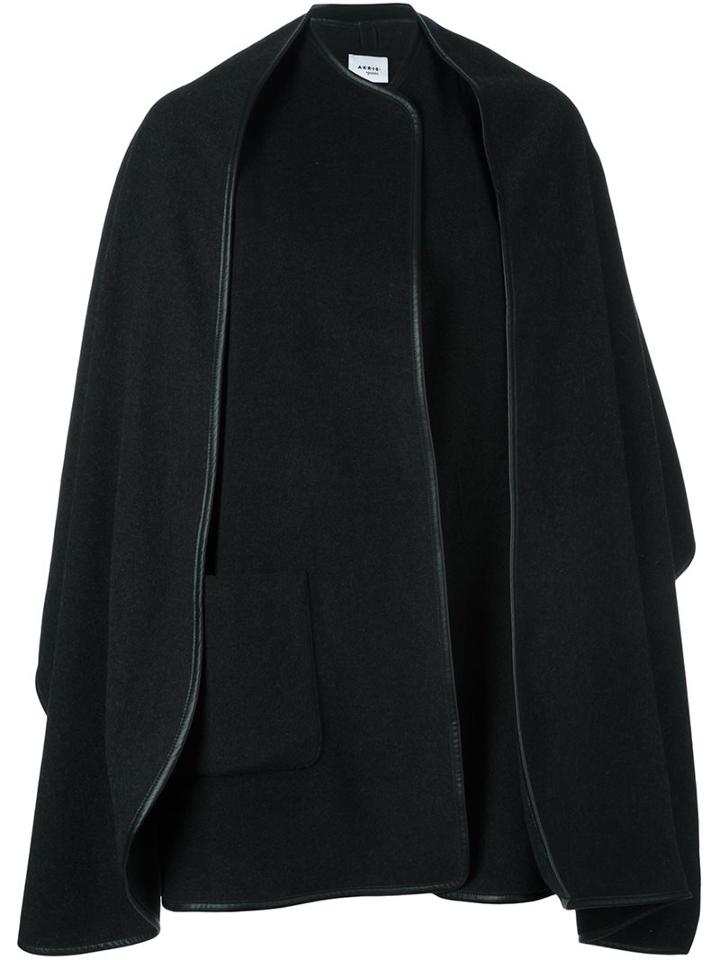Akris Punto Boxy Single Button Poncho, Women's, Size: 36, Black, Polyester/polyurethane/viscose/wool