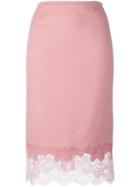 Ermanno Scervino Lace Hem Skirt, Women's, Size: 38, Pink/purple, Silk/polyamide/cashmere/wool