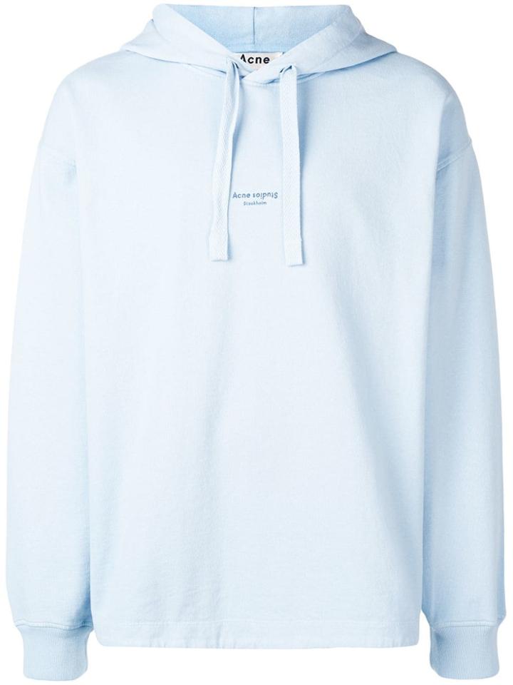 Acne Studios Logo Print Hooded Sweatshirt - Blue