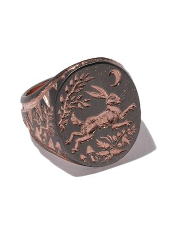 Castro Smith Rose Gold Signet Hare Engraved Ring - Unavailable