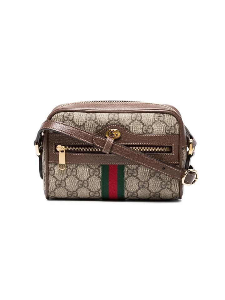 Gucci Brown Ophidia Gg Supreme Mini Bag