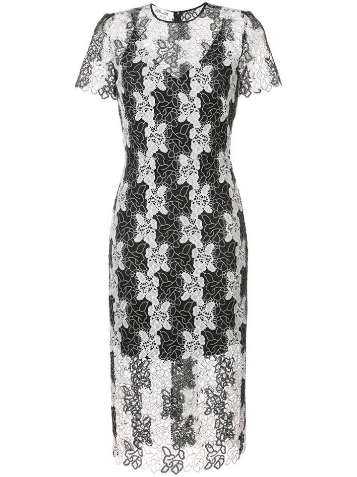 Dvf Diane Von Furstenberg Short-sleeve Tailored Lace Dress - Black