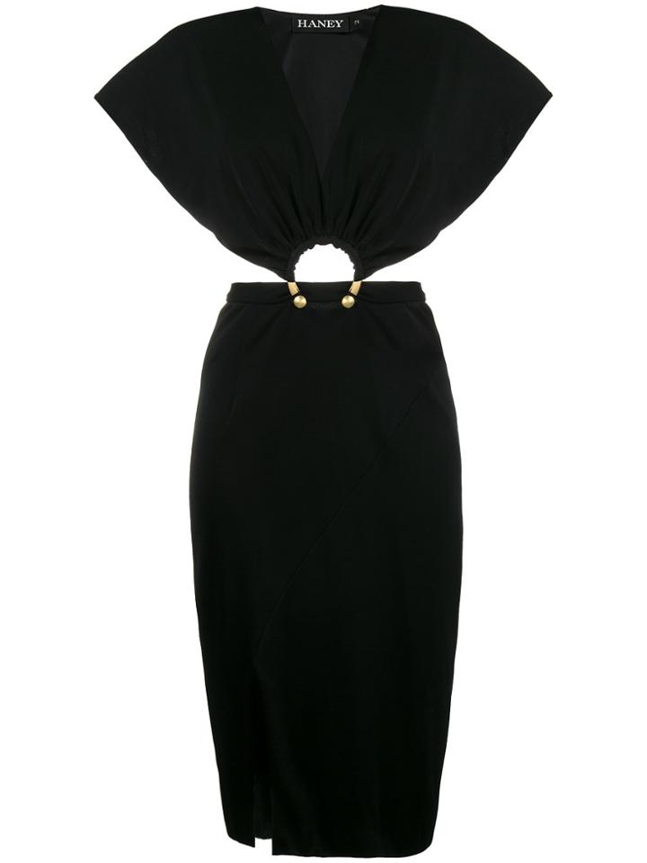 Haney Cutout Mini Dress With Gold Jewel - Black