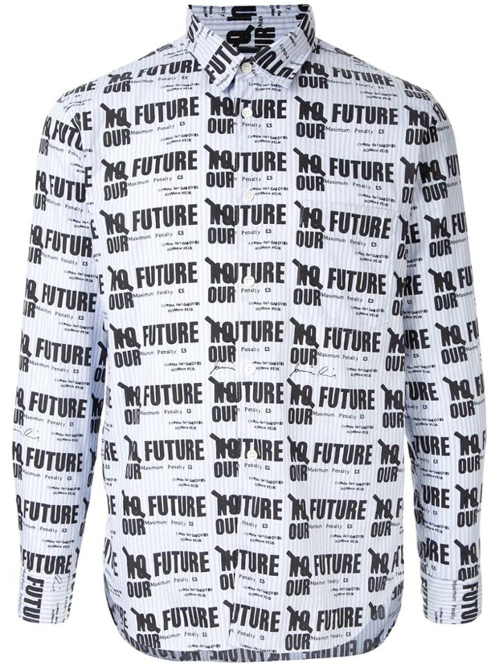 Comme Des Garçons Vintage No Future Printed Shirt - Blue