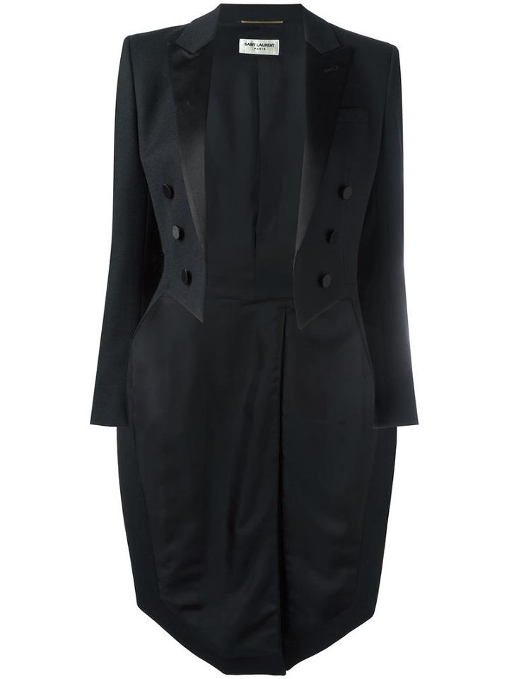 Saint Laurent Long Length Tuxedo Blazer, Women's, Size: 38, Black, Wool/viscose/silk/cotton