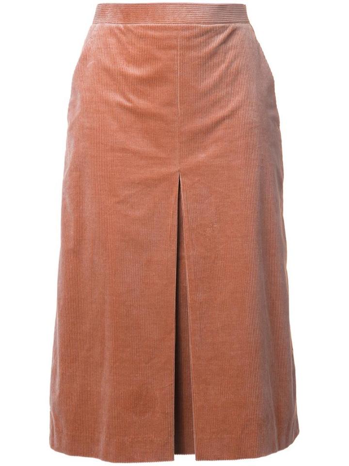 Cityshop Box Pleated Pencil Skirt, Women's, Size: 36, Brown, Cotton/polyurethane