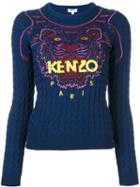 Kenzo 'tiger' Cable Knit Jumper, Women's, Size: Medium, Blue, Cotton/wool