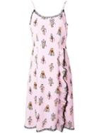 Prada Robot Print Dress, Women's, Size: 40, Pink/purple, Silk