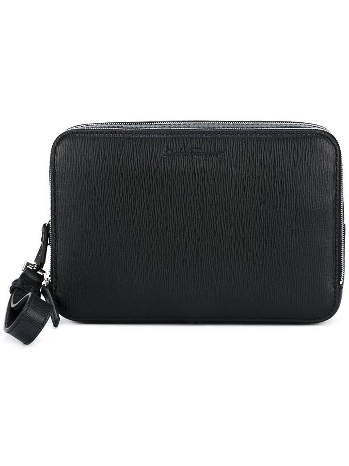 Salvatore Ferragamo Embossed Pattern Clutch, Men's, Black