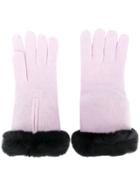 N.peal Fur-trim Knitted Gloves - Pink & Purple