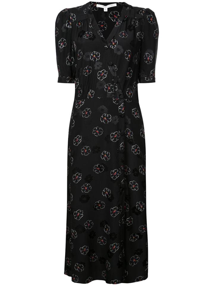 Veronica Beard Floral Silk Dress - Black