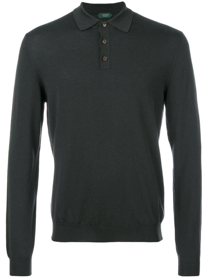 Zanone Long Sleeve Polo Shirt - Green