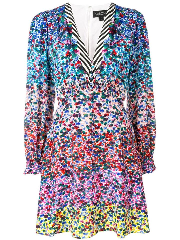 Saloni Gradient Floral Mini Dress - Blue