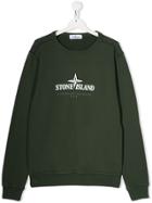 Stone Island Junior Teen Logo Oversized Sweatshirt - Green