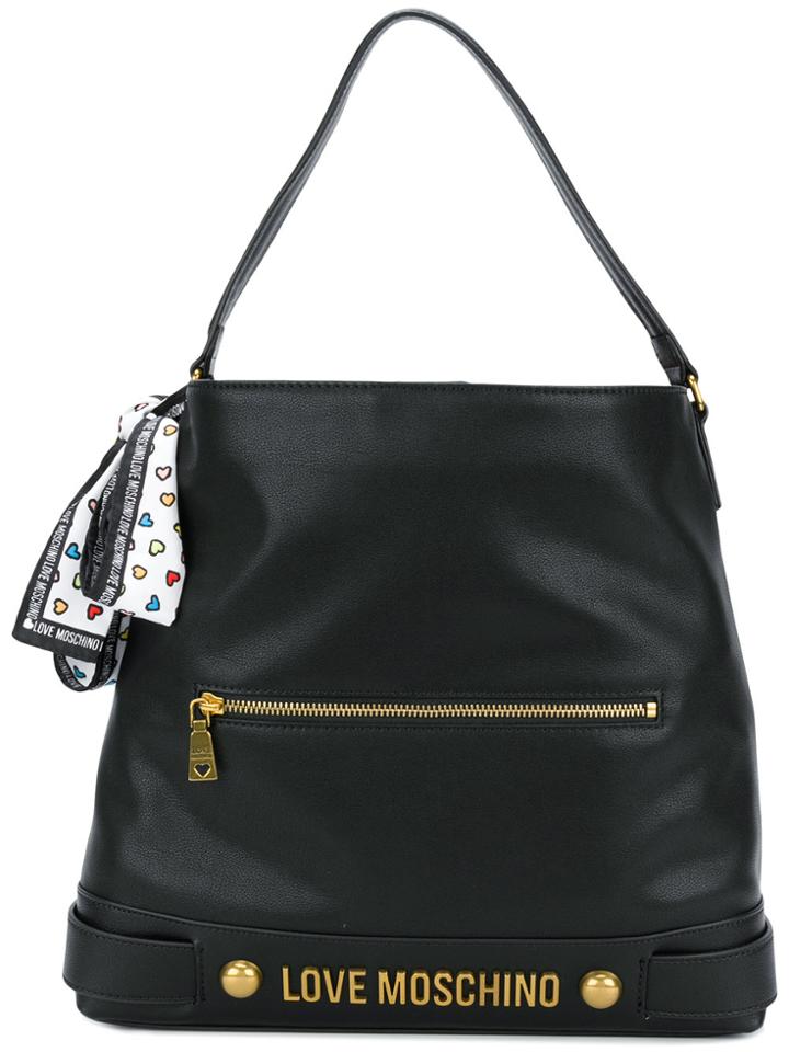 Love Moschino Logo Plaque Tote - Black