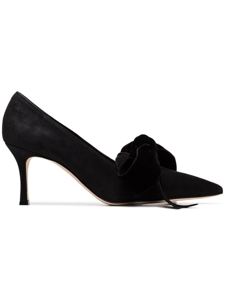 Manolo Blahnik Black Serba 70 Suede Bow Pumps