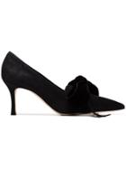 Manolo Blahnik Black Serba 70 Suede Bow Pumps