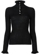 Philosophy Di Lorenzo Serafini Ruffle Neck Knitted Top, Women's, Size: 40, Black, Virgin Wool