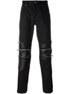Saint Laurent Skinny Motocross Jeans, Men's, Size: 30, Black, Cotton/lamb Skin/spandex/elastane
