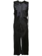 Helmut Lang - Ruched Lace Sleeve Dress - Women - Silk/viscose - S, Black, Silk/viscose