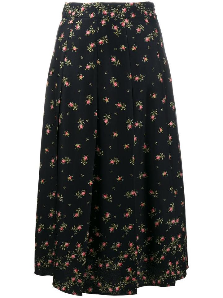 Philosophy Di Lorenzo Serafini Floral Print Pleated Skirt, Women's, Size: 46, Black, Rayon