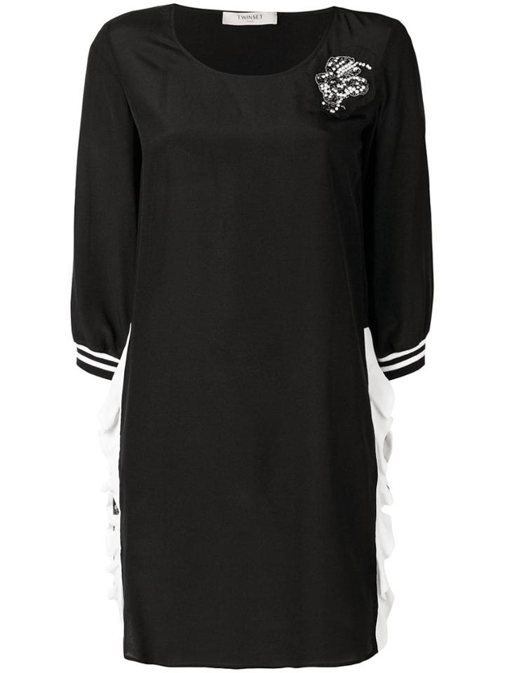 Twin-set Embellished Sports Trim Mini Dress - Black