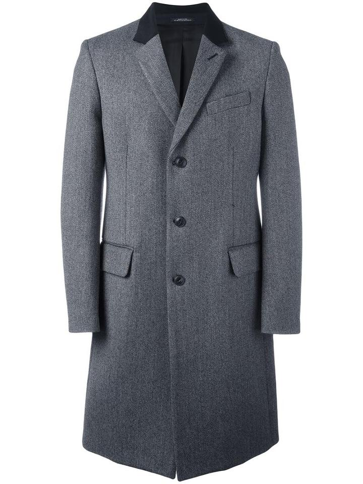 Rag & Bone Single Breasted Coat, Men's, Size: Large, Black, Wool/polyester/acrylic/cotton