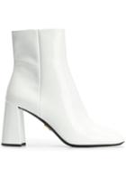 Prada Vernice Patent Ankle Boots - White