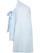 Msgm - One Shoulder Dress - Women - Cotton/polyamide/spandex/elastane - 42, Blue, Cotton/polyamide/spandex/elastane