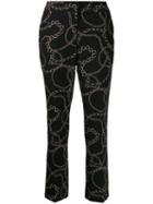 Cambio Chain Print Slim-fit Trousers - Black