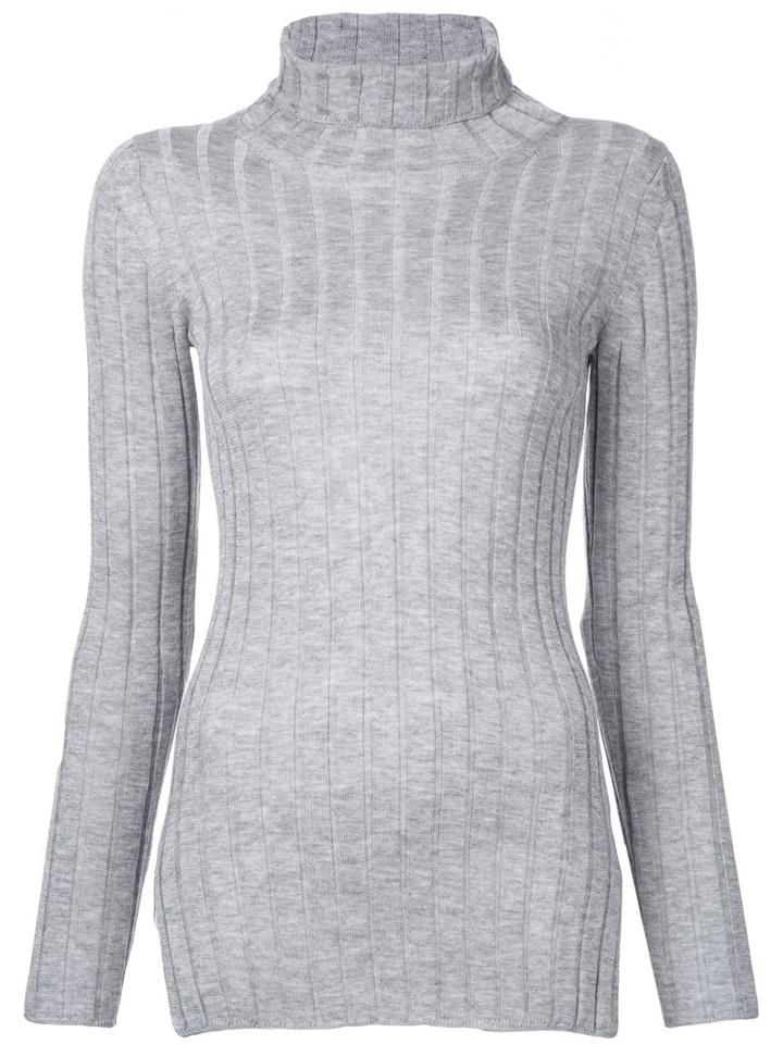 Cityshop Ribbed Turtle Neck Sweater, Women's, Grey, Tencel/wool