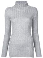 Cityshop Ribbed Turtle Neck Sweater, Women's, Grey, Tencel/wool