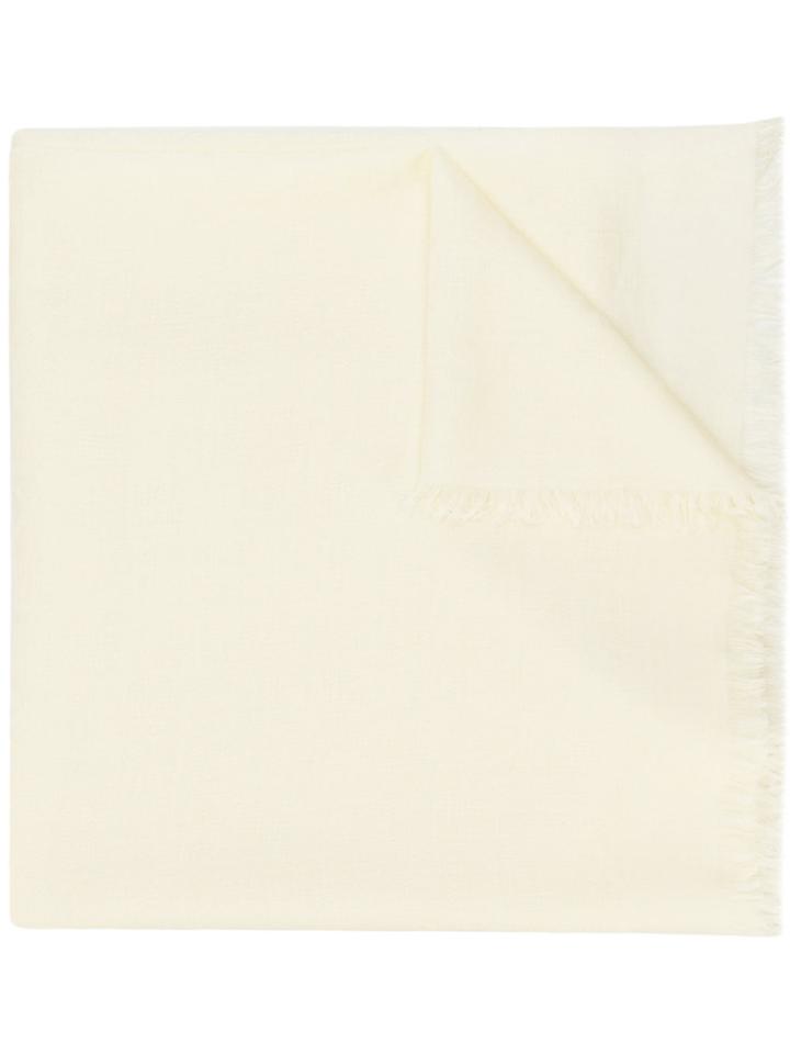 Saint Laurent Raw Edge Scarf - White