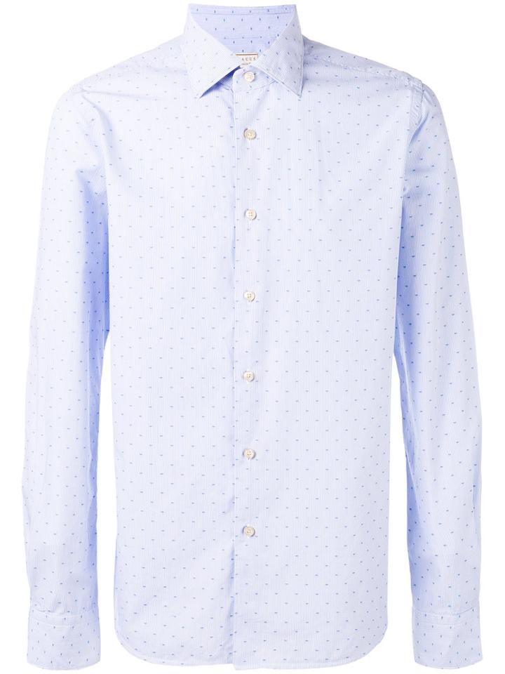 Xacus - Dots Print Shirt - Men - Cotton - 42, Blue, Cotton