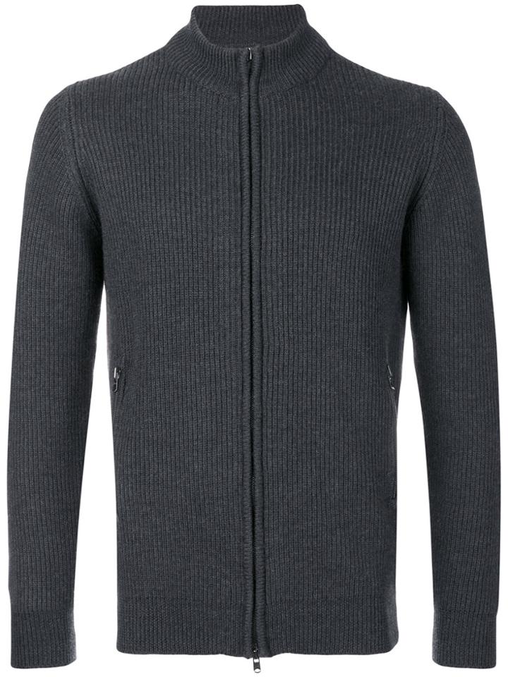 Pringle Of Scotland Ribbed Knit Zipped Cardigan - Grey